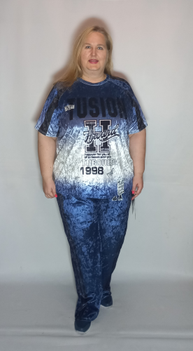 Туника велюр  "1998" синий (Корея, разные  фабрики) — размеры ЕДИНЫЙ