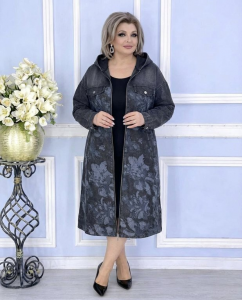 ДЖинсовый кардиган "Цветы" (черный)