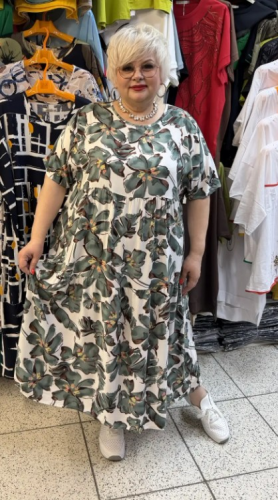 Платье "Орхидея"  листья (Китай, разные фабрики) — размеры 6XL, 7XL